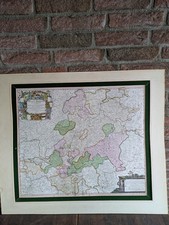 Antike Landkarte Ca 1715 Homann Circulus Rhenanus Superior Oberrhein koloriert