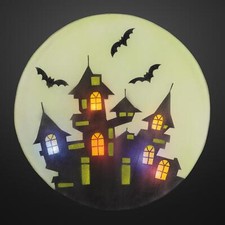 LED Bild Leuchtbild Deko Halloween Gespenster Burg Batterie Wanddeko warmweiß