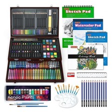 Shuttle Art 186 teiliges Malset, Deluxe Malkoffer mit Acrylfarben, Buntstift,