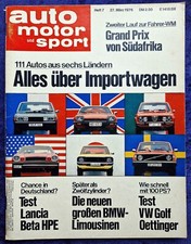 AMS 7/1976  Test Lancia Beta HPE, Golf 1 Öttinger, Peugeot 104 ZS, Messerschmitt