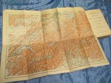 Baedeker , Schweiz , Reiseführer  1893 , Antik Buch , Karten + Pläne + Panoramen
