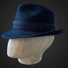 Vintage Stetson Herren Hut Fedora Trilby Blau Fell Filz EU 56 UK 6 7/8 US 7