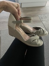 Tamaris Schuhe Damen Sandalen 38 Keilabsatz Wedges Sandaletten Grün