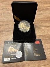 2011 1 OZ Silber  Panda China 24kt Gold Black Empire gilded Ruthenium RARE!