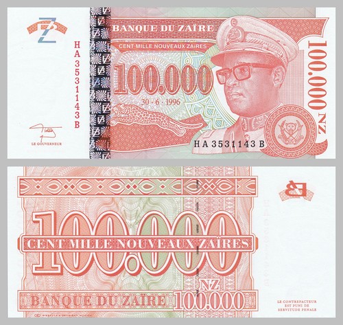 Zaire 100000 nouveaux zaires - zaire,