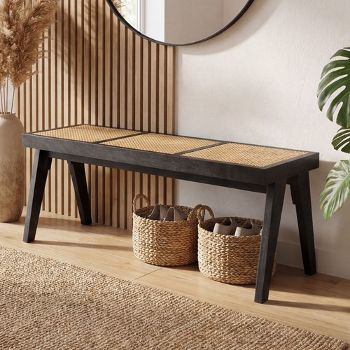 Sitzbank rattan massivholz - rattan,