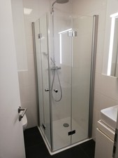 Duschkabine Drehfalttür Eckeinstieg Glas, Chromoptik 80x80 cm, 200 cm hoch