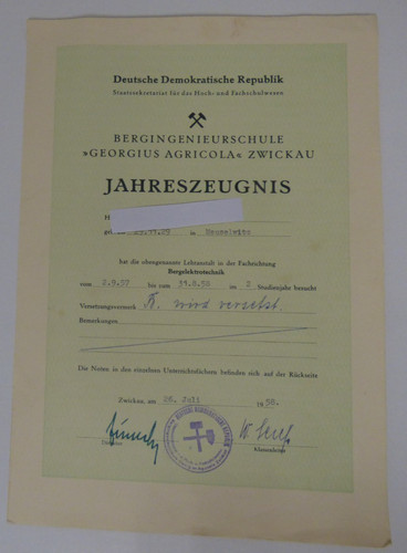 Urkunde jahreszeugnis 1958 - jahreszeugnis,