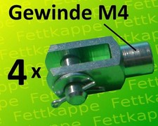 4 x Gabelkopf 4x8 M4 mit Splintbolzen DIN71751 verzinkt - Gabelgelenk