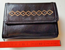 Damen Portmonee schwarz Leder Optik vintage viele Fächer
