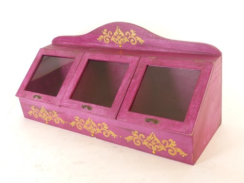 Vintage tischvitrine rosa holz - rosa,