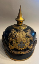 Alte Pickelhaube Lederhelm mit Spitze Wappen Württemberg Kaiserzeit Ausrüstung