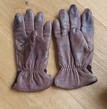 ❤️ C&A Braune LEDER HANDSCHUHE WARMFUTTER GRÖßE  7,5 Vintage