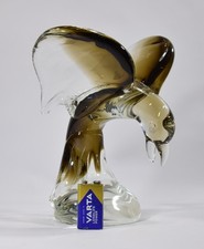 großer GLASVOGEL ADLER Murano Glas massiv Handarbeit Greifvogel Deko Figur 70er