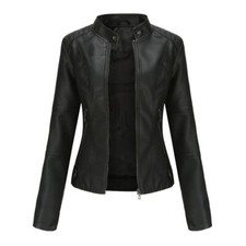 Neu Damen Kunstlederjacke