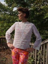 lilion Nylon Rüschen Bluse Spitze transparent 60er Rockabilly TRUE VINTAGE shirt