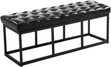 Sitzbank Amun Kunstleder B  Metallbeine Schwarz Wartebank Polsterbank Sitzhocker