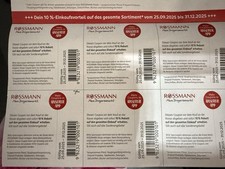 30 Stück 10 % Rossmann Coupons Gutscheine   31.12.2025
