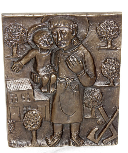 Bronze relief heiliger josef - bronze,