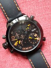 Geneva Herrenuhr Quarz * Ein Hingucker mit 2 Uhrzeiten, Riesengroß 52 mm