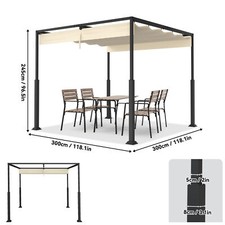 Pergola Pavillon 3x3M / 3x4M Gartenpavillon mit Überdachung Rosenpavillon Stahl