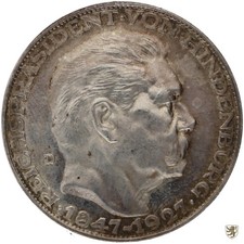 WEIMAR, Medaille, 1927 D, 80. Geburtstag von Hindenburg, Silber, stempelglanz