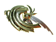 Große Statement Brosch Edelstein Vintage 925 Sterling Silber Perle Big Retro