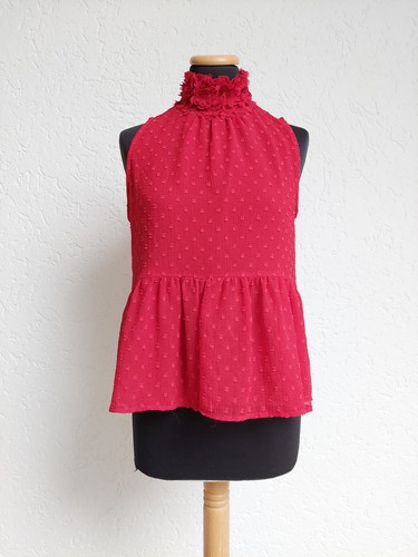 Rote blumenkragen punkte bluse - blumenkragen,