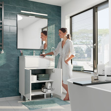 paplinskimoebel Waschbeckenunterschrank Weiss Schubladen Klainer 40 cm Tiefe WC