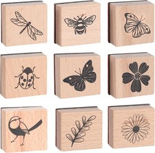 9-teiliges Vintage Holzstempel
