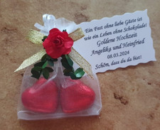 Gastgeschenke Goldene  Hochzeit 2 Schokoladen Herzen, Tischdeko,Personalisierung