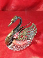 Alte Albert Bodemer Kristallglas Gewürzschale Schwan 835 Silber Montierung (5586