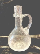 Schaumglas Studioglas Vase massives Blasenglas mit Henkel mundgeblasen 28cm