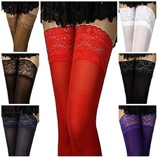 Halterlose Strümpfe mit Spitze viele Farben weiche Mikrofaser 80 den Gr 36-48 EU