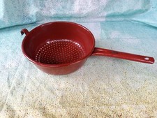 Altes großes Emaille Sieb braun  mit Griff Küchensieb Deko Nr.4