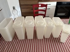 Vintage Tupperware Vorratsdosen – Set mit 6 Stück 469–cremeweiß mit Klappdeckel