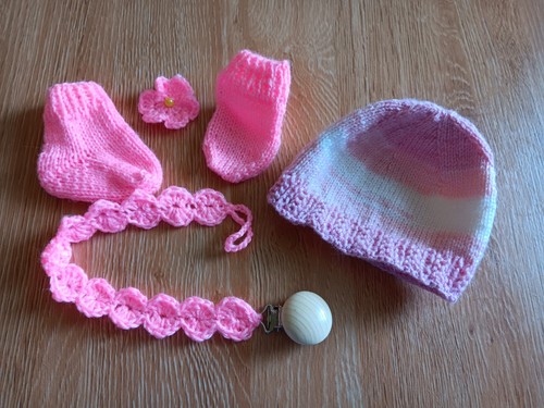 Erstlingsset pink mütze - erstlingsset,