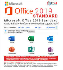 Microsoft Office 2019 Standard Lizenz + Key für Win 10/11, Dauerlizenz kein Abo
