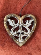 Holz Herz  Deko groß dick Filigran Landhaus Geschenk massiv sehr schön