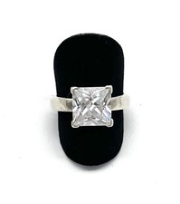 925/- Sterlingsilber Ring, Damen, simulierter Diamant, rund, Gr. 57.