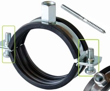 Doppel Schraubrohrschelle mit Gummieinlage und Stockschraube 12 bis 116mm