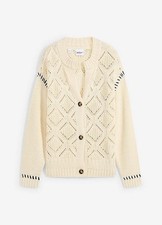 Strickjacke Gr. 44/46 Natur Damenjacke Strick-Jacke Cardigan Neu