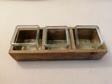 3-fach Mini Blumenkasten Pflanzen Kaktus eckig Topf Kräutergarten Holz / Glas