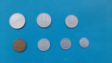 1 x 1+5+10+20+50 Pfennig + 1+2 Mark DDR   /  Kursmünzen °