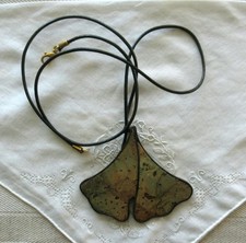 KETTE - ANHÄNGER - GINGKO-BLATT - KORKSCHMUCK - CORTEX - 70 cm