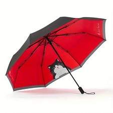 Regenschirm Mini-Taschenschirm Automatik bedruckt Katze Schirm Geschenk rot