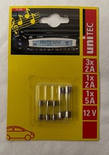 UniTec Glassicherung - Autoradio-Sicherung 12V - 3 x 2A, 1 x 2A, 1 x 5A , OV