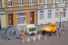 Auhagen 41641 Dumper mit Kompressoranhänger, Bausatz, Spur H0