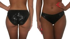 soft PVC Damen Slip 20053L schwarz Lack Optik sexy Plastikhöschen Gummihose 