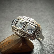 Art Deco Ring 835 Silber blau